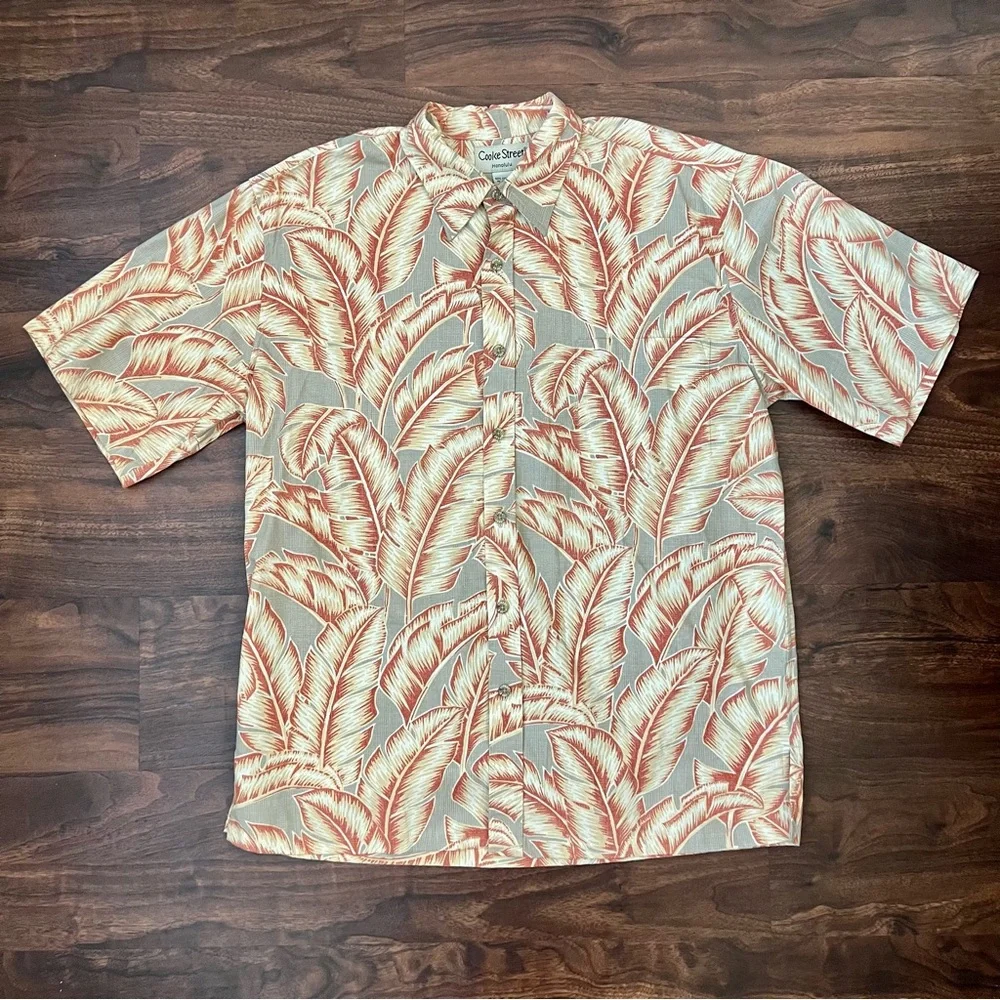 Cooke Street Honolulu Palm Leaves Short Sleeve Button Up Shirt Men’s Size L - Picture 1 of 11